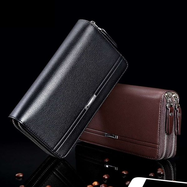 the wallet social men's large capacity double zipper hand long wallet mobile phone bag, Black
the wallet social men's large capacity double zipper hand long wallet mobile phone bag, Black