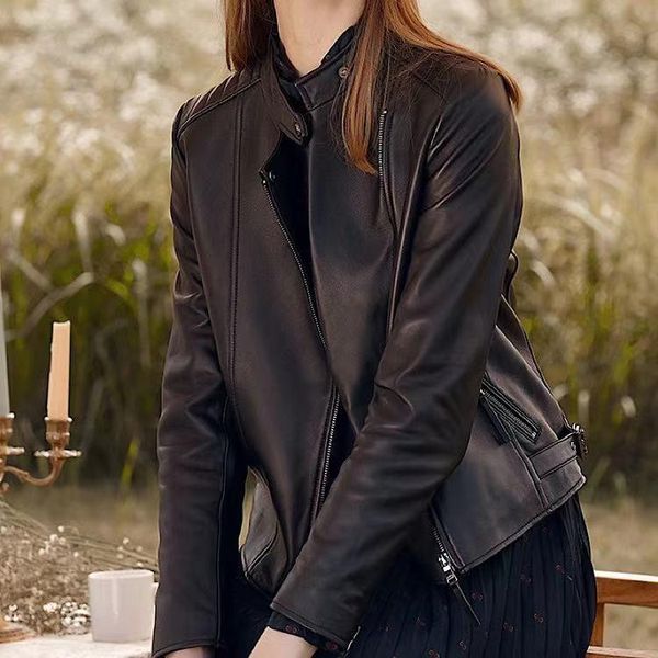 women's jackets 2021 autumn and winter product hajia short waist collection locomotive leather coat black trend temperament women, Black;brown
women's jackets 2021 autumn and winter product hajia short waist collection locomotive leather coat black trend temperament women, Black;brown