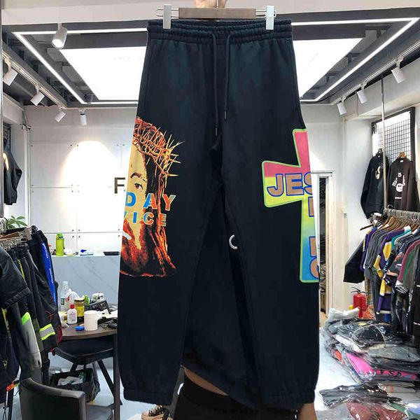 men's pants jesus o rei servio de domingo passeio retrato cruz impresso hip-hop rap cordo masculino casual esportes kanye west calas x3, Black 
men's pants jesus o rei servio de domingo passeio retrato cruz impresso hip-hop rap cordo masculino casual esportes kanye west calas x3, Black