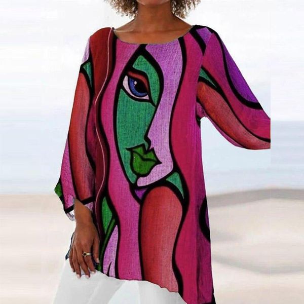 women's t-shirt abstract vintage cartoon print long sleeve spring autumn fashion irregular tee shirt casual oversized women o neck t s, White
women's t-shirt abstract vintage cartoon print long sleeve spring autumn fashion irregular tee shirt casual oversized women o neck t s, White