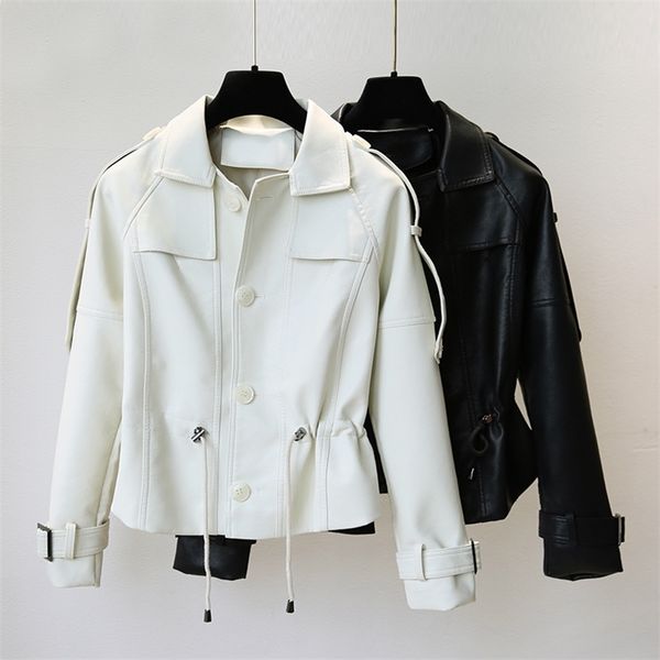 short leather jacket women slim long sleeve zipper turn down collar white faux blazer coat autumn winter street outwear 210525, Black
short leather jacket women slim long sleeve zipper turn down collar white faux blazer coat autumn winter street outwear 210525, Black