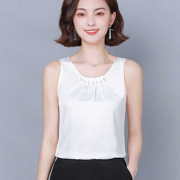 sleeveless female satin tshirts woman's chiffon fashion women simple camisole korean solid beading base shirts 10077 210527, White
sleeveless female satin tshirts woman's chiffon fashion women simple camisole korean solid beading base shirts 10077 210527, White