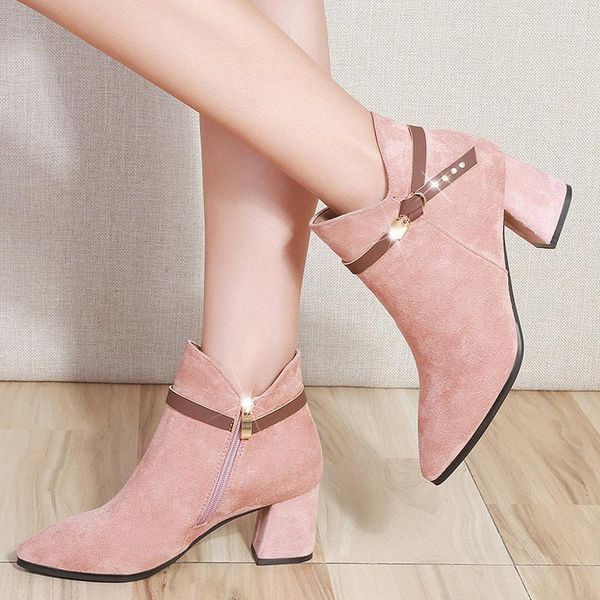 boots women's thick-heeled pointed toe zipper european american autumn belt buckle suede high-heeled short 2021, Black
boots women's thick-heeled pointed toe zipper european american autumn belt buckle suede high-heeled short 2021, Black