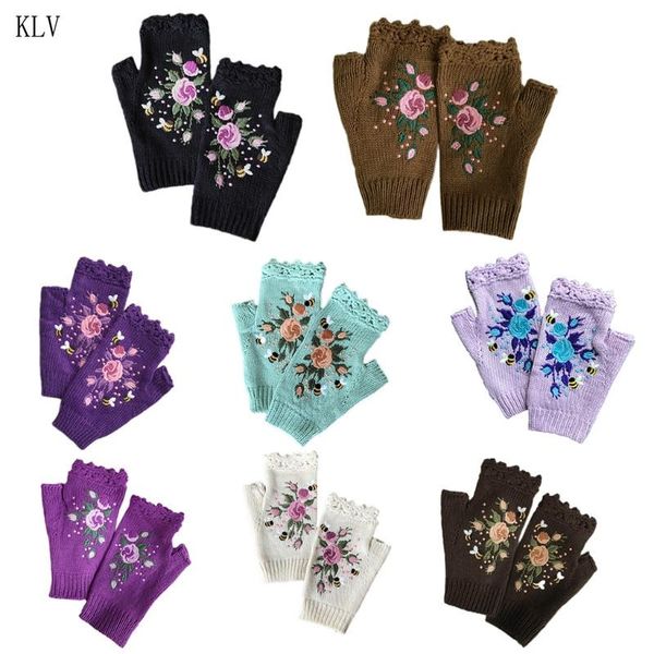 five fingers gloves women winter crochet knitted fingerless sweet colorful floral bee embroidery thumbhole texting mittens arm warmer, Blue;gray
five fingers gloves women winter crochet knitted fingerless sweet colorful floral bee embroidery thumbhole texting mittens arm warmer, Blue;gray