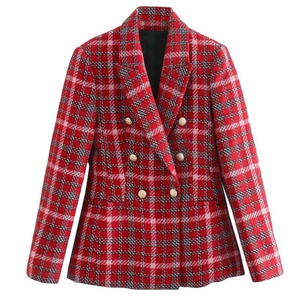 women's suits & blazers zhenbaili england style vintage plaid double breasted tweed party casual blazer women mujer jackets, White;black
women's suits & blazers zhenbaili england style vintage plaid double breasted tweed party casual blazer women mujer jackets, White;black