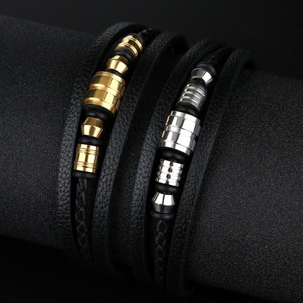 promotion multi-layer leather stainless steel metal beads luxury men's bracelet accessories for year's gift charm bracelets, Golden;silver
promotion multi-layer leather stainless steel metal beads luxury men's bracelet accessories for year's gift charm bracelets, Golden;silver