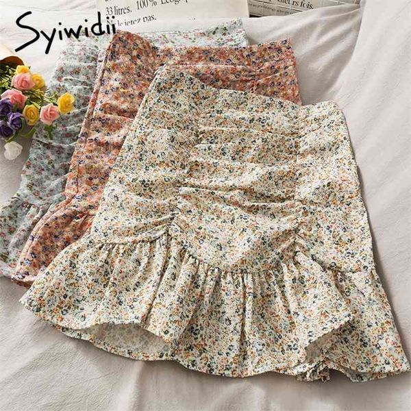 vintage folds floral print skirt for women casual a-line summer ruffles irregular mermaid pink blue mini 210607, Black
vintage folds floral print skirt for women casual a-line summer ruffles irregular mermaid pink blue mini 210607, Black