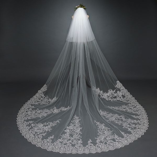 real ps 2 t long lace wedding veil 3 meters white ivory bridal veil with comb bride headpiece wedding accessories, Black
real ps 2 t long lace wedding veil 3 meters white ivory bridal veil with comb bride headpiece wedding accessories, Black