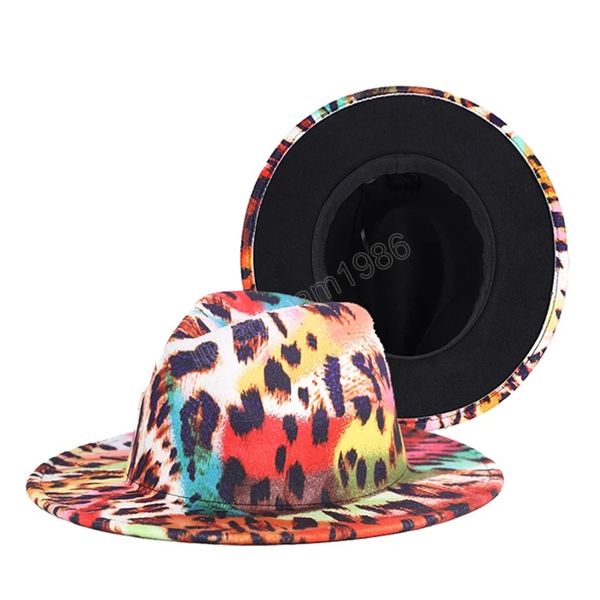 leopard print pattern two-color fedoras hat womens mens black bottom wide brim panama jazz caps winter chapeau church hat, Blue;gray
leopard print pattern two-color fedoras hat womens mens black bottom wide brim panama jazz caps winter chapeau church hat, Blue;gray