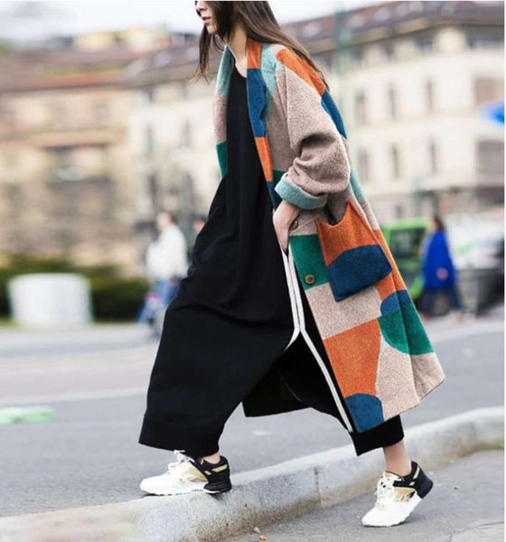 fashion lapel print long sleeve coat women's windbreaker cloak, Black;brown 
fashion lapel print long sleeve coat women's windbreaker cloak, Black;brown