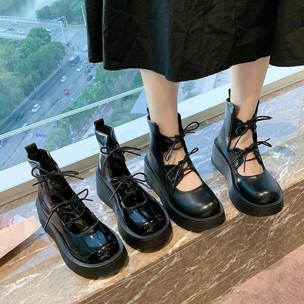 dress shoes lolita buckle ankle strap platform shoe women patent leather thick sole punk hollow outs retro motorcycle boot girls, Black
dress shoes lolita buckle ankle strap platform shoe women patent leather thick sole punk hollow outs retro motorcycle boot girls, Black