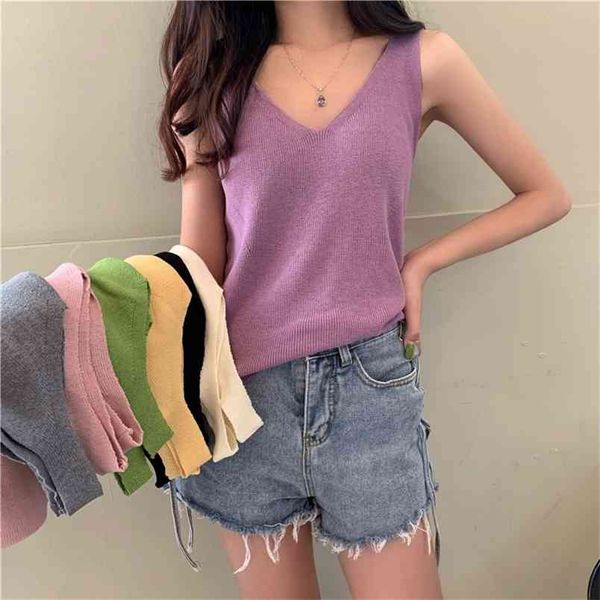 tank fashion women knitted solid knitting clothing summer v-neck candy color ice silk inside 13942 210421, White
tank fashion women knitted solid knitting clothing summer v-neck candy color ice silk inside 13942 210421, White