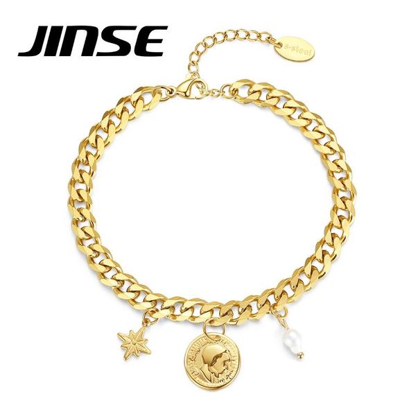 link, chain jinse punk hip hop portrait coin pearl star charms beads bracelets for women chunky thick curb cuban link gold men pulseira gift, Black
link, chain jinse punk hip hop portrait coin pearl star charms beads bracelets for women chunky thick curb cuban link gold men pulseira gift, Black