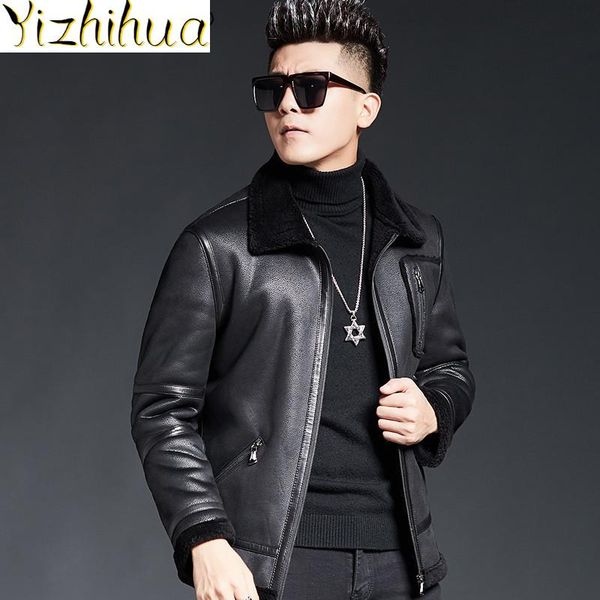 men's leather & faux azazel genuine jacket men autumn winter sheepskin coat motorcycle 200% wool lining plus size 2021 23353 kj4025, Black
men's leather & faux azazel genuine jacket men autumn winter sheepskin coat motorcycle 200% wool lining plus size 2021 23353 kj4025, Black