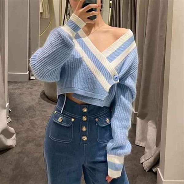 knitted blue cropped cardigans sweater femme v neck vintage short autumn winter long sleeve jumper 210427, White;black
knitted blue cropped cardigans sweater femme v neck vintage short autumn winter long sleeve jumper 210427, White;black
