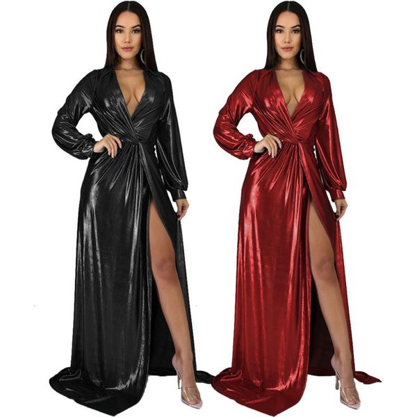 casual dresses summer clothing nightclub bronzing v-neck straight slit pleated solid color maxi for women 2021 wholesale items, Black;gray
casual dresses summer clothing nightclub bronzing v-neck straight slit pleated solid color maxi for women 2021 wholesale items, Black;gray