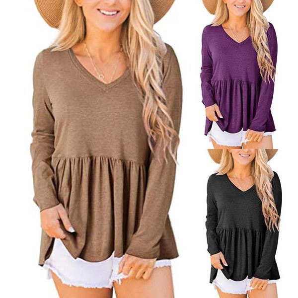 women's aesthetic t shirt fashionable loose v-neck woman tshirts long-sleeved hempleated babydoll mujer camisetas t-shirt, White
women's aesthetic t shirt fashionable loose v-neck woman tshirts long-sleeved hempleated babydoll mujer camisetas t-shirt, White