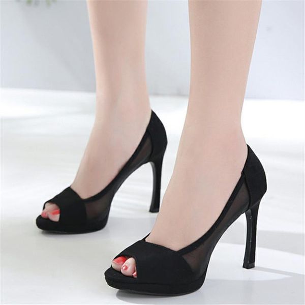 peep toe shoes heel women 2021 spring pumps black high heels dress