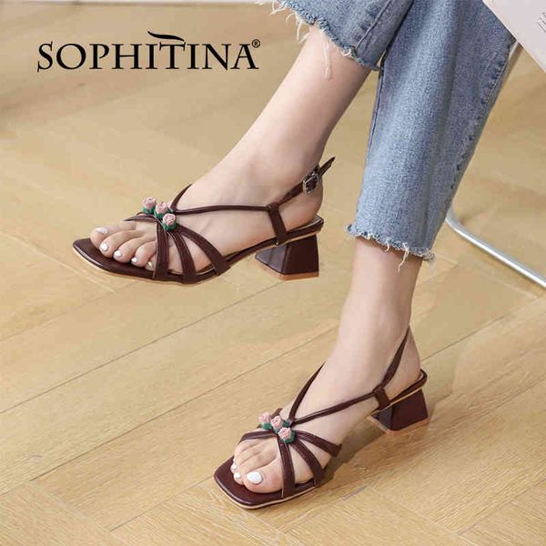sophitina square heel mid rome flower women shoes sandals summer comfortable dressing casual square toe back strap fo364 210513, Black
sophitina square heel mid rome flower women shoes sandals summer comfortable dressing casual square toe back strap fo364 210513, Black