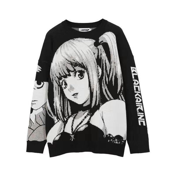 women's sweaters autumn winter japanese anime girl knitted black sweater women oversized kawaii streetwear long sleeve woman pullover, White;black
women's sweaters autumn winter japanese anime girl knitted black sweater women oversized kawaii streetwear long sleeve woman pullover, White;black
