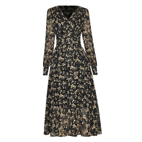 yellow floral black elegant dress women clothing v neck long sleeve ruched waist a-line midi casual dresses, Black;gray
yellow floral black elegant dress women clothing v neck long sleeve ruched waist a-line midi casual dresses, Black;gray