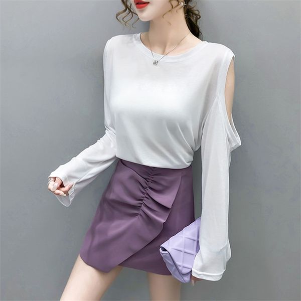spring autumn women's solid color loose hollow long sleeve korean style casual strapless female s gx268 210507, White
spring autumn women's solid color loose hollow long sleeve korean style casual strapless female s gx268 210507, White