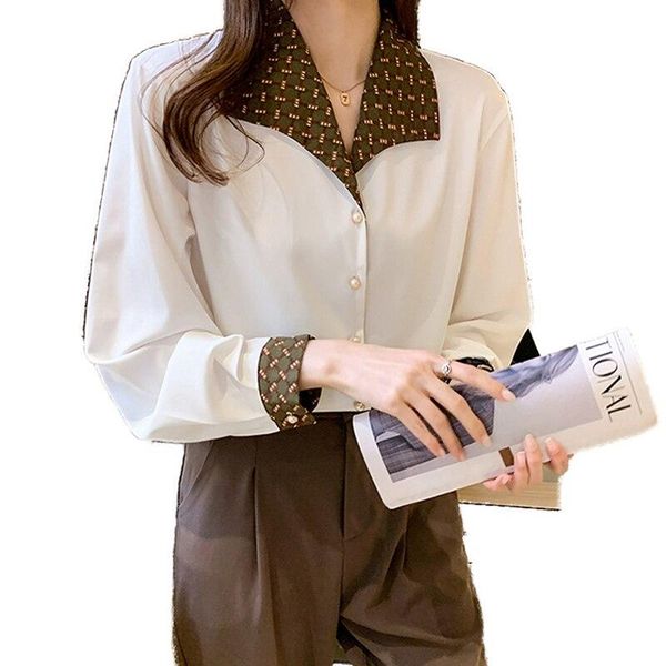 women's blouses & shirts fashion chiffon 2021 spring summer ol blouse long sleeve blusas mujer, White 
women's blouses & shirts fashion chiffon 2021 spring summer ol blouse long sleeve blusas mujer, White