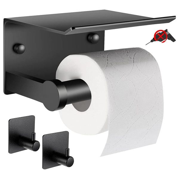toilet paper holders holder with shelf + towel robe hooks, adhesive or screw wall mounted roll holder, bathroom
toilet paper holders holder with shelf + towel robe hooks, adhesive or screw wall mounted roll holder, bathroom