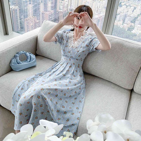 women's knits & tees elegant v neck lace floral print woman dress sweet petal sleeve ruffles slim waist women summer long i0ke, White
women's knits & tees elegant v neck lace floral print woman dress sweet petal sleeve ruffles slim waist women summer long i0ke, White