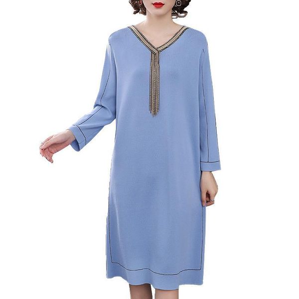 casual dresses 2021 spring style woolen dress women's chain inlaid long sleeve solid color knitting, Black;gray
casual dresses 2021 spring style woolen dress women's chain inlaid long sleeve solid color knitting, Black;gray