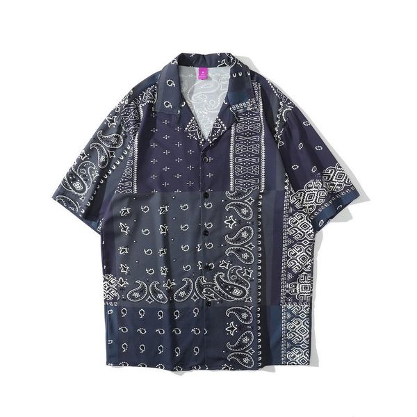 vintage deep blue patchwork button up bandana shirt for men urban mens streetwear short sleeve polyester hip hop shirts men's casual, White;black
vintage deep blue patchwork button up bandana shirt for men urban mens streetwear short sleeve polyester hip hop shirts men's casual, White;black