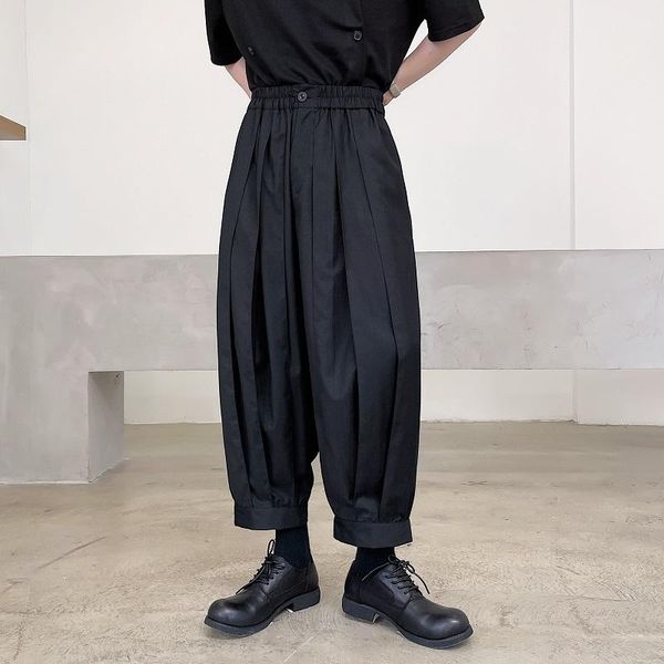 men's pants large size early autumn personalized pleated lace up low crotch cross trendy dark loose wide leg harlan capris trou, Black
men's pants large size early autumn personalized pleated lace up low crotch cross trendy dark loose wide leg harlan capris trou, Black