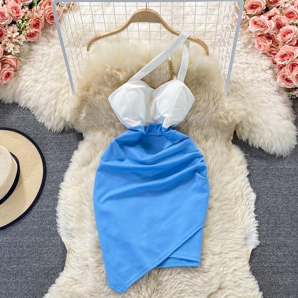 casual dresses fashion dress female summer bodycon mini colorblock high waist tight woman party off shoulde halter, Black;gray 
casual dresses fashion dress female summer bodycon mini colorblock high waist tight woman party off shoulde halter, Black;gray