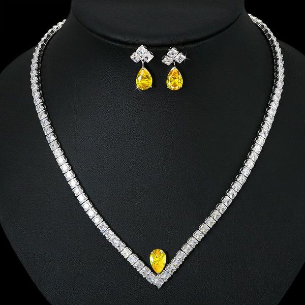 earrings & necklace hibride shiny 2pcs earring cz bridal wedding jewelry set for women conjunto de joyas parrure bijoux femme mariage n-652, Silver
earrings & necklace hibride shiny 2pcs earring cz bridal wedding jewelry set for women conjunto de joyas parrure bijoux femme mariage n-652, Silver