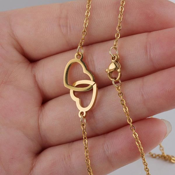 pendant necklaces mini-world stainless steel double heart link chain charm necklace choker couple girlfriend gift wholesale, Silver
pendant necklaces mini-world stainless steel double heart link chain charm necklace choker couple girlfriend gift wholesale, Silver