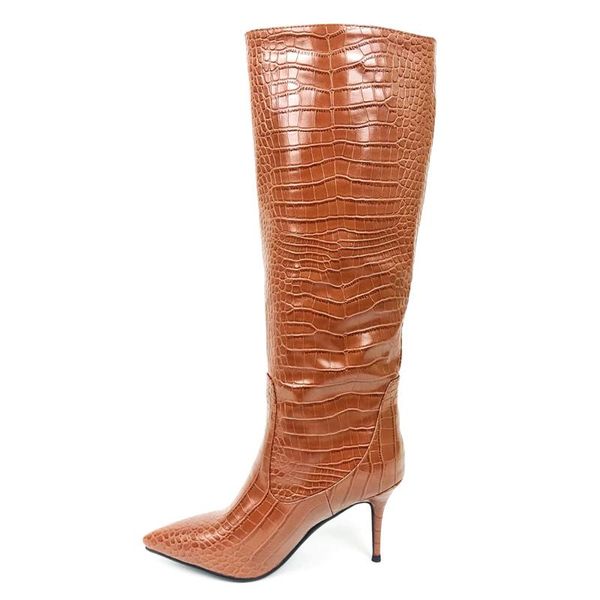boots winter for woman fashion pointed toe shoes slip-on classics brown knee high stilettos heels 34-43, Black
boots winter for woman fashion pointed toe shoes slip-on classics brown knee high stilettos heels 34-43, Black