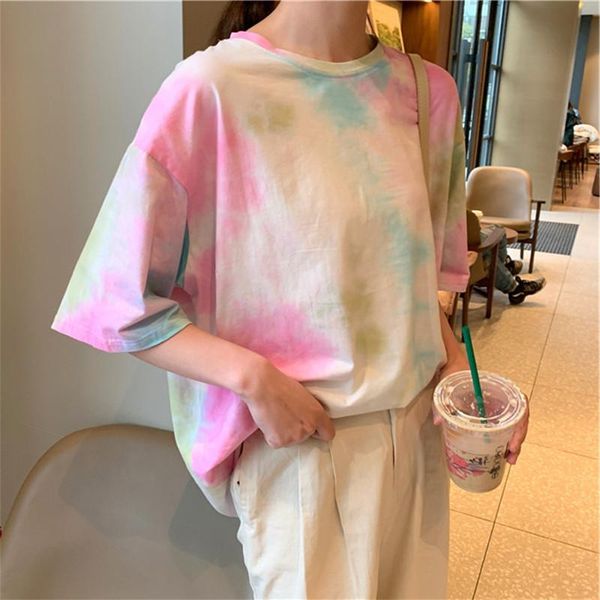 women's t-shirt fashion women summer short sleeves t-shirts personality tie-dye pattern loose round neck casual, White
women's t-shirt fashion women summer short sleeves t-shirts personality tie-dye pattern loose round neck casual, White