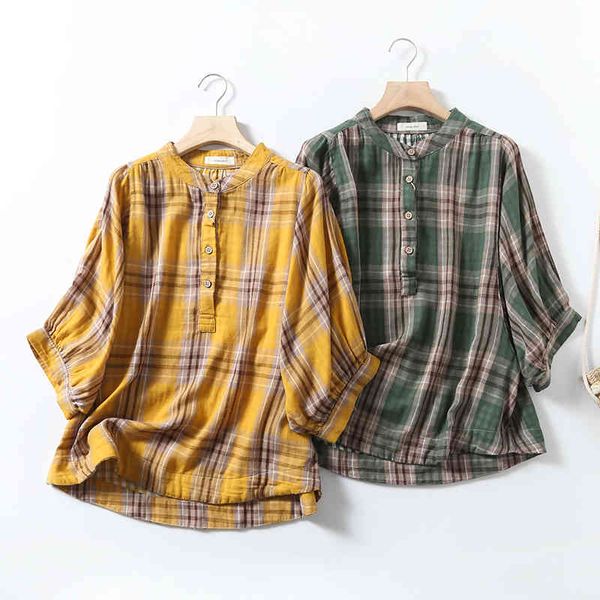 women's blouses & shirts lamtrip retro plaid soft cotton yarn short lantern sleeve stand collar shirt tee summer nkpf, White
women's blouses & shirts lamtrip retro plaid soft cotton yarn short lantern sleeve stand collar shirt tee summer nkpf, White
