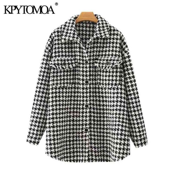 women fashion oversized houndstooth frayed tweed jacket coat vintage long sleeve pockets female outerwear chic 210416, Black;brown
women fashion oversized houndstooth frayed tweed jacket coat vintage long sleeve pockets female outerwear chic 210416, Black;brown