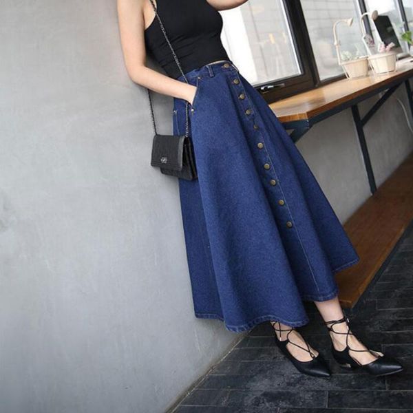 skirts jeans skirt high waist women button down pleated denim plus size long casual a line summer girls, Black
skirts jeans skirt high waist women button down pleated denim plus size long casual a line summer girls, Black