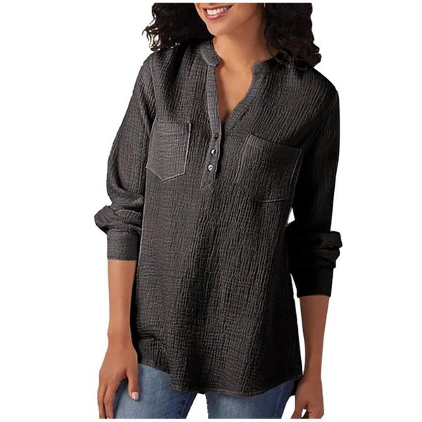women's blouses & shirts 2021 shirt blouse autumn winter fashion solid color v-neck pockets loose oversize daily casual clouthe, White
women's blouses & shirts 2021 shirt blouse autumn winter fashion solid color v-neck pockets loose oversize daily casual clouthe, White