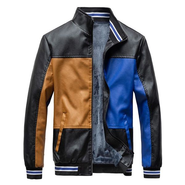 men's leather & faux pu baseball jackets fleece lined warm outwear coats for male block color patchwork z67p, Black
men's leather & faux pu baseball jackets fleece lined warm outwear coats for male block color patchwork z67p, Black