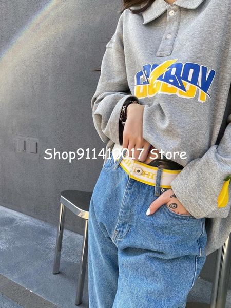 women's t-shirt goodboy waist letter ribbon design autumn and winter roller jeans, White
women's t-shirt goodboy waist letter ribbon design autumn and winter roller jeans, White