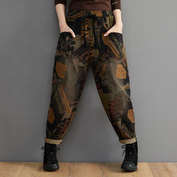arrival winter women loose casual elastic waist harem pants thicken vintga print cotton denim jeans plus size a669 women's, Blue
arrival winter women loose casual elastic waist harem pants thicken vintga print cotton denim jeans plus size a669 women's, Blue