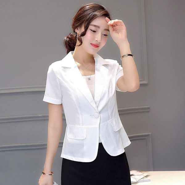 women's suits & blazers female blazer short sleeve jackets single button slim casual office england suit elegance summer women outerwea, White;black
women's suits & blazers female blazer short sleeve jackets single button slim casual office england suit elegance summer women outerwea, White;black