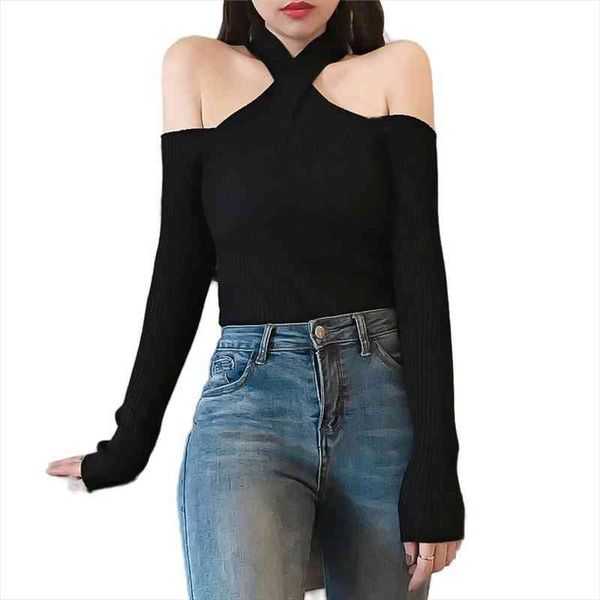 Spring Women Long Sleeve Cross Neck Knitted Ribbed Pull Sexy Sweater Cold Shoulder Off Femme Pullover Clothes Jersey, White;black
Spring Women Long Sleeve Cross Neck Knitted Ribbed Pull Sexy Sweater Cold Shoulder Off Femme Pullover Clothes Jersey, White;black