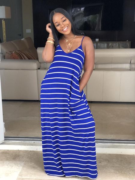 casual dresses women's striped dress bohemian long mopping the floor, Black;gray 
casual dresses women's striped dress bohemian long mopping the floor, Black;gray