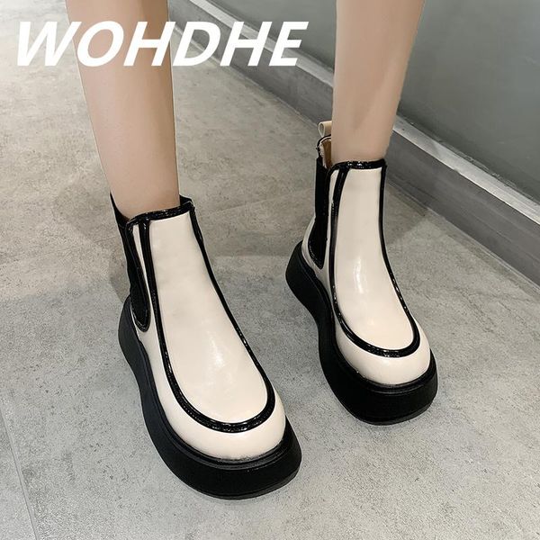boots wohdhe women modern platform concise slip-on boot round toe flat leisure pu leather ankle botas solid splicing mujer, Black
boots wohdhe women modern platform concise slip-on boot round toe flat leisure pu leather ankle botas solid splicing mujer, Black