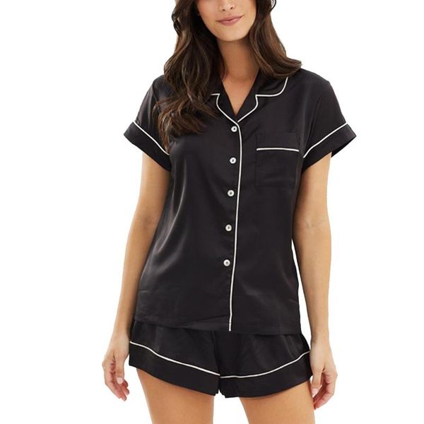 women's tracksuits summer women ladies casual silk satin button short sleeve sleepwear shirt+pants pajamas sets black blue, Gray
women's tracksuits summer women ladies casual silk satin button short sleeve sleepwear shirt+pants pajamas sets black blue, Gray