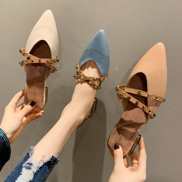 slippers 2021 spring and summer ladies casual fashion simple comfortable pointed retro rivets sandals outside, Black
slippers 2021 spring and summer ladies casual fashion simple comfortable pointed retro rivets sandals outside, Black